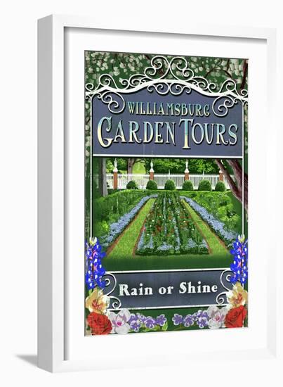 Williamsburg, Virginia - Garden Tours Vintage Sign-Lantern Press-Framed Art Print