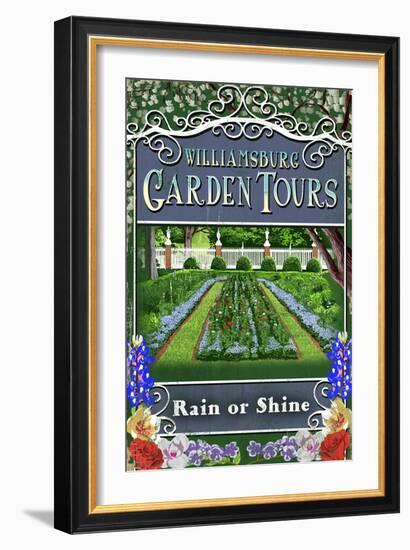 Williamsburg, Virginia - Garden Tours Vintage Sign-Lantern Press-Framed Art Print