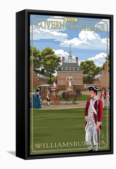 Williamsburg, Virginia - Governor's Palace in Spring-Lantern Press-Framed Stretched Canvas