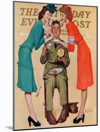 "Willie Gillis at the U.S.O." Saturday Evening Post Cover, February 7,1942-Norman Rockwell-Mounted Giclee Print