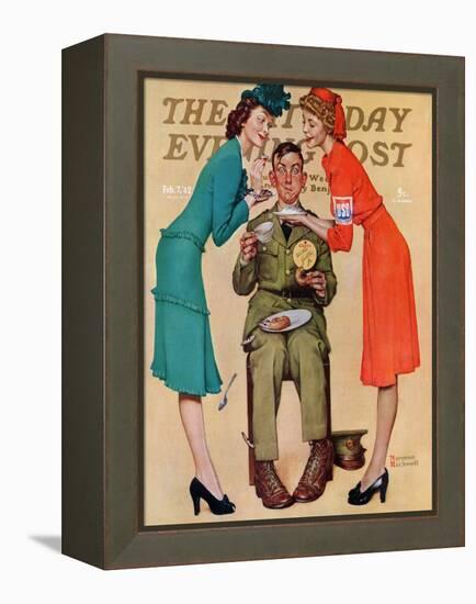 "Willie Gillis at the U.S.O." Saturday Evening Post Cover, February 7,1942-Norman Rockwell-Framed Premier Image Canvas