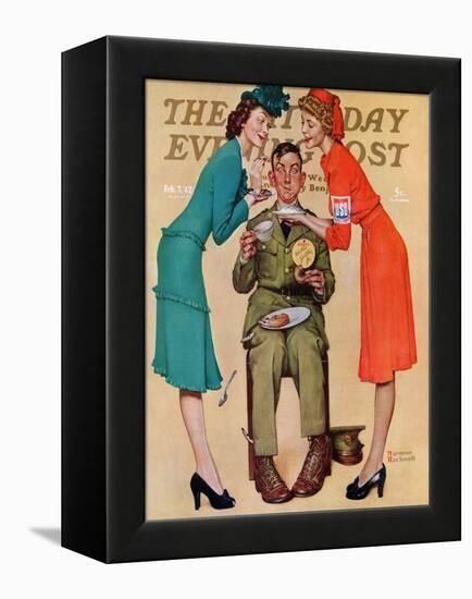 "Willie Gillis at the U.S.O." Saturday Evening Post Cover, February 7,1942-Norman Rockwell-Framed Premier Image Canvas