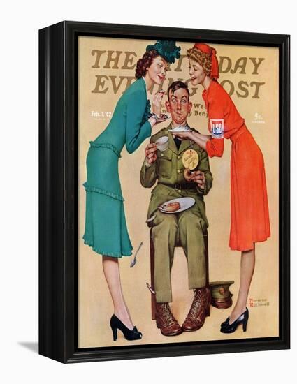 "Willie Gillis at the U.S.O." Saturday Evening Post Cover, February 7,1942-Norman Rockwell-Framed Premier Image Canvas