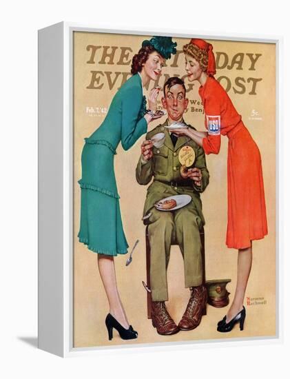 "Willie Gillis at the U.S.O." Saturday Evening Post Cover, February 7,1942-Norman Rockwell-Framed Premier Image Canvas