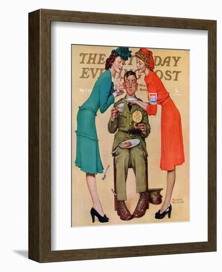 "Willie Gillis at the U.S.O." Saturday Evening Post Cover, February 7,1942-Norman Rockwell-Framed Giclee Print