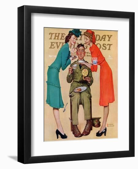 "Willie Gillis at the U.S.O." Saturday Evening Post Cover, February 7,1942-Norman Rockwell-Framed Giclee Print