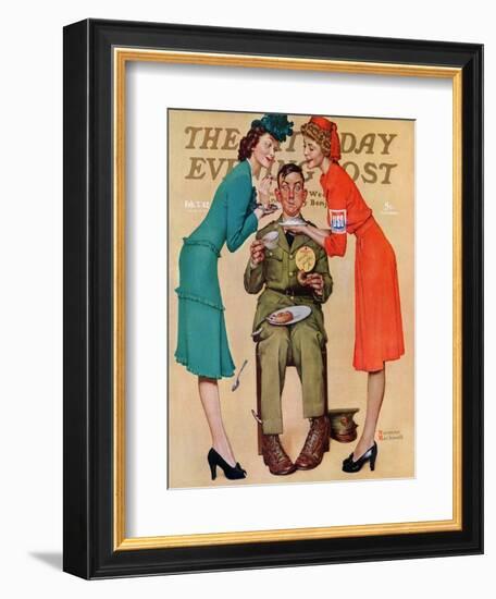 "Willie Gillis at the U.S.O." Saturday Evening Post Cover, February 7,1942-Norman Rockwell-Framed Giclee Print