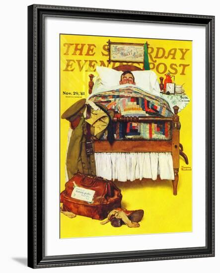 "Willie Gillis Home on Leave" Saturday Evening Post Cover, November 29,1941-Norman Rockwell-Framed Giclee Print