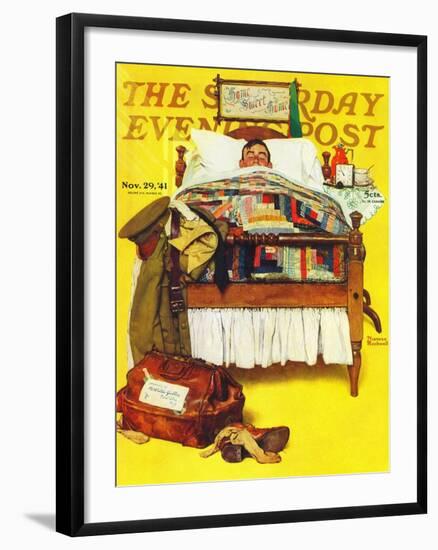 "Willie Gillis Home on Leave" Saturday Evening Post Cover, November 29,1941-Norman Rockwell-Framed Giclee Print