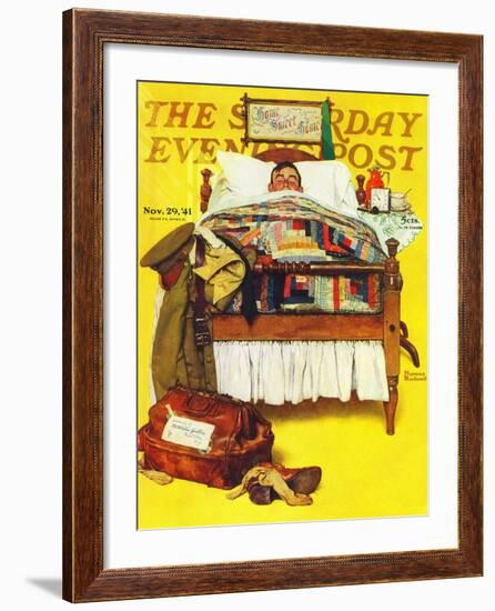 "Willie Gillis Home on Leave" Saturday Evening Post Cover, November 29,1941-Norman Rockwell-Framed Giclee Print