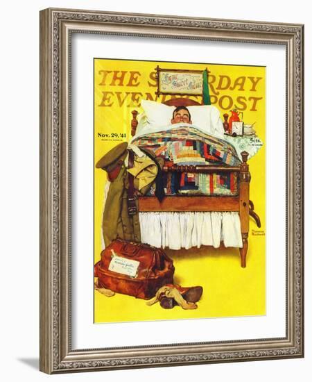 "Willie Gillis Home on Leave" Saturday Evening Post Cover, November 29,1941-Norman Rockwell-Framed Giclee Print