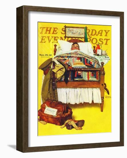 "Willie Gillis Home on Leave" Saturday Evening Post Cover, November 29,1941-Norman Rockwell-Framed Giclee Print