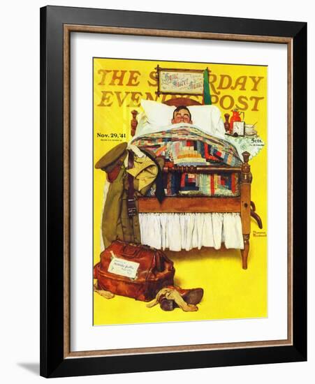 "Willie Gillis Home on Leave" Saturday Evening Post Cover, November 29,1941-Norman Rockwell-Framed Giclee Print