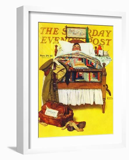 "Willie Gillis Home on Leave" Saturday Evening Post Cover, November 29,1941-Norman Rockwell-Framed Giclee Print