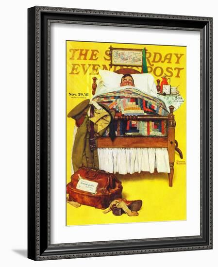 "Willie Gillis Home on Leave" Saturday Evening Post Cover, November 29,1941-Norman Rockwell-Framed Giclee Print