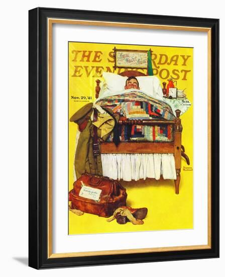 "Willie Gillis Home on Leave" Saturday Evening Post Cover, November 29,1941-Norman Rockwell-Framed Giclee Print