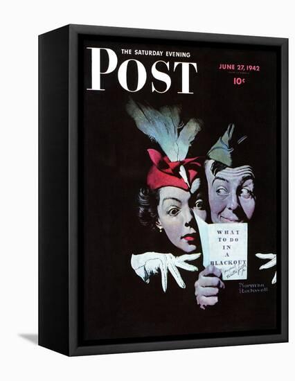 "Willie Gillis in a Blackout" Saturday Evening Post Cover, June 27,1942-Norman Rockwell-Framed Premier Image Canvas