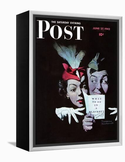 "Willie Gillis in a Blackout" Saturday Evening Post Cover, June 27,1942-Norman Rockwell-Framed Premier Image Canvas