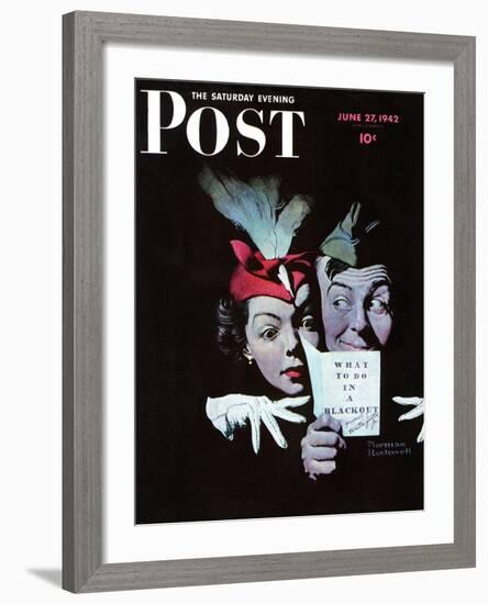 "Willie Gillis in a Blackout" Saturday Evening Post Cover, June 27,1942-Norman Rockwell-Framed Giclee Print