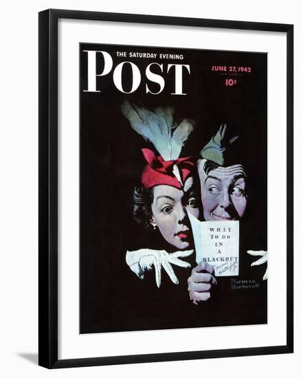 "Willie Gillis in a Blackout" Saturday Evening Post Cover, June 27,1942-Norman Rockwell-Framed Giclee Print