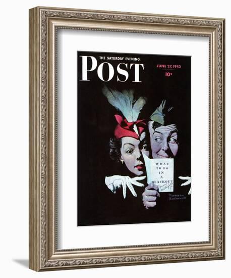 "Willie Gillis in a Blackout" Saturday Evening Post Cover, June 27,1942-Norman Rockwell-Framed Giclee Print