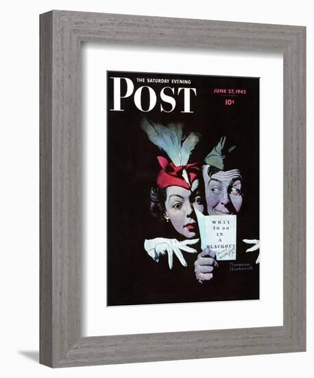 "Willie Gillis in a Blackout" Saturday Evening Post Cover, June 27,1942-Norman Rockwell-Framed Giclee Print