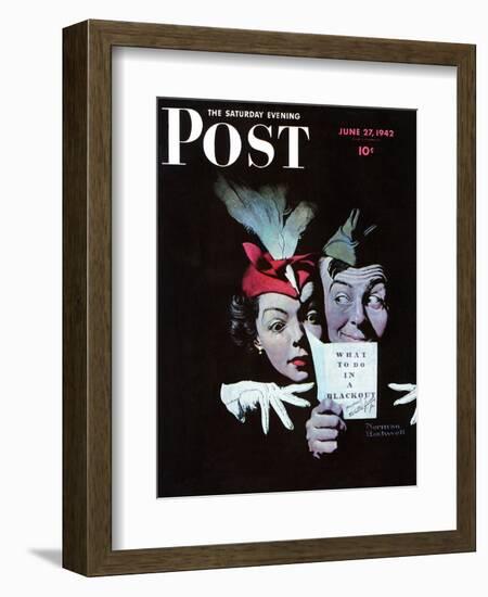 "Willie Gillis in a Blackout" Saturday Evening Post Cover, June 27,1942-Norman Rockwell-Framed Giclee Print