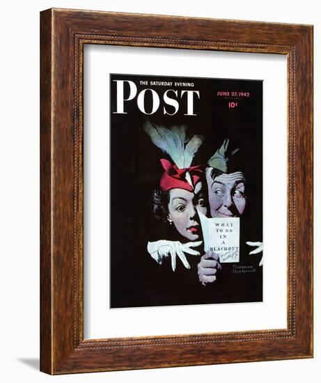 "Willie Gillis in a Blackout" Saturday Evening Post Cover, June 27,1942-Norman Rockwell-Framed Giclee Print