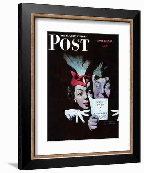 "Willie Gillis in a Blackout" Saturday Evening Post Cover, June 27,1942-Norman Rockwell-Framed Giclee Print