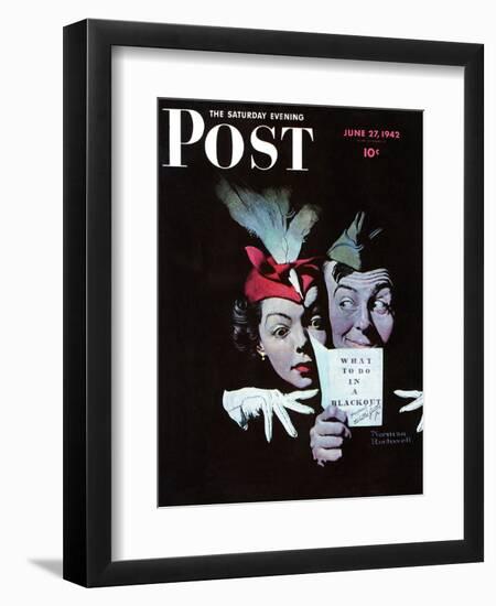 "Willie Gillis in a Blackout" Saturday Evening Post Cover, June 27,1942-Norman Rockwell-Framed Giclee Print