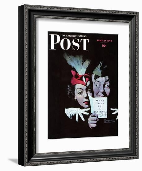 "Willie Gillis in a Blackout" Saturday Evening Post Cover, June 27,1942-Norman Rockwell-Framed Giclee Print