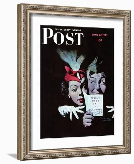 "Willie Gillis in a Blackout" Saturday Evening Post Cover, June 27,1942-Norman Rockwell-Framed Giclee Print