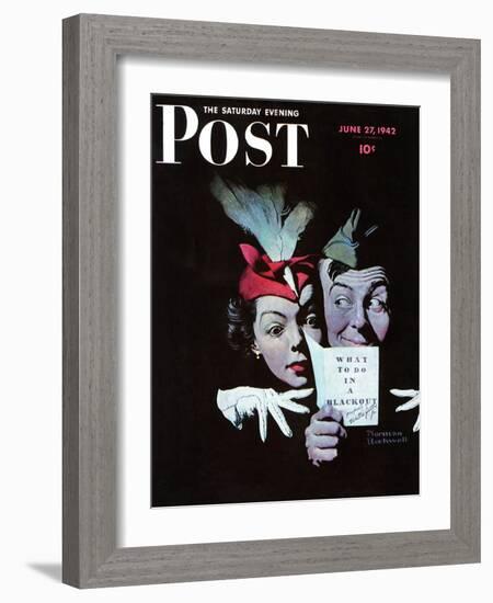 "Willie Gillis in a Blackout" Saturday Evening Post Cover, June 27,1942-Norman Rockwell-Framed Giclee Print