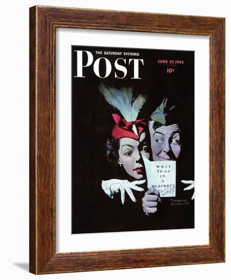 "Willie Gillis in a Blackout" Saturday Evening Post Cover, June 27,1942-Norman Rockwell-Framed Giclee Print