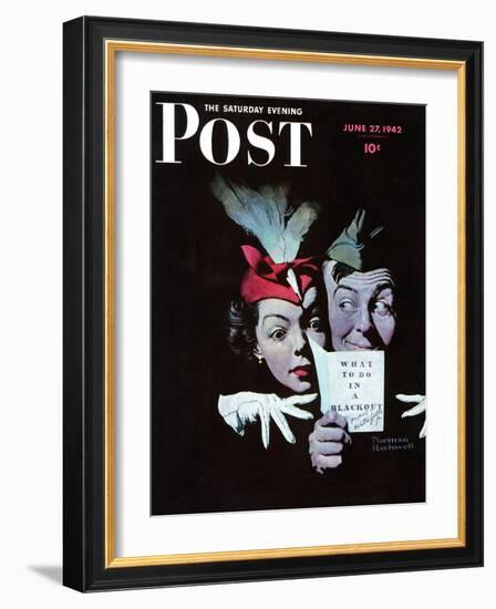 "Willie Gillis in a Blackout" Saturday Evening Post Cover, June 27,1942-Norman Rockwell-Framed Giclee Print