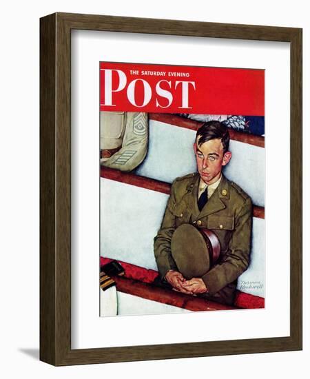 "Willie Gillis in Church" Saturday Evening Post Cover, July 25,1942-Norman Rockwell-Framed Giclee Print