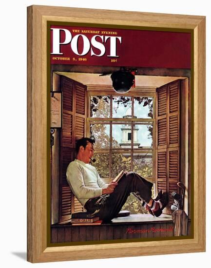 "Willie Gillis in College" Saturday Evening Post Cover, October 5,1946-Norman Rockwell-Framed Premier Image Canvas