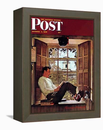 "Willie Gillis in College" Saturday Evening Post Cover, October 5,1946-Norman Rockwell-Framed Premier Image Canvas
