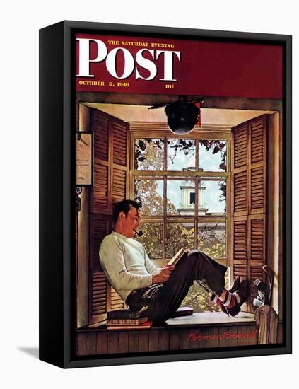 "Willie Gillis in College" Saturday Evening Post Cover, October 5,1946-Norman Rockwell-Framed Premier Image Canvas