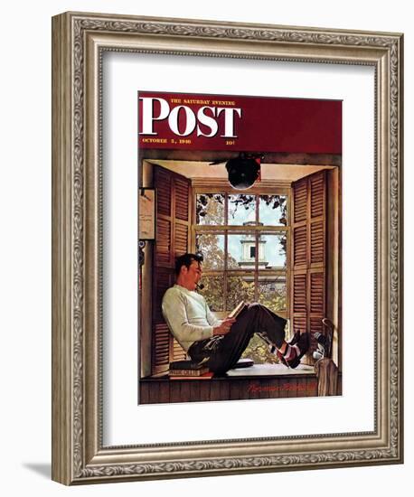"Willie Gillis in College" Saturday Evening Post Cover, October 5,1946-Norman Rockwell-Framed Giclee Print