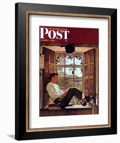 "Willie Gillis in College" Saturday Evening Post Cover, October 5,1946-Norman Rockwell-Framed Giclee Print