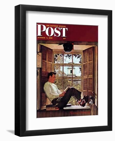 "Willie Gillis in College" Saturday Evening Post Cover, October 5,1946-Norman Rockwell-Framed Giclee Print