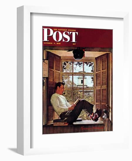 "Willie Gillis in College" Saturday Evening Post Cover, October 5,1946-Norman Rockwell-Framed Giclee Print