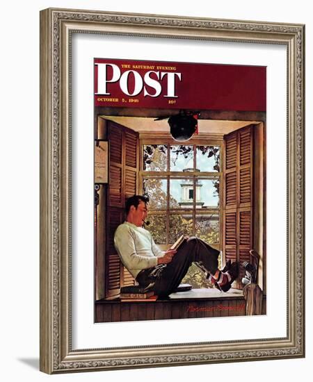 "Willie Gillis in College" Saturday Evening Post Cover, October 5,1946-Norman Rockwell-Framed Giclee Print