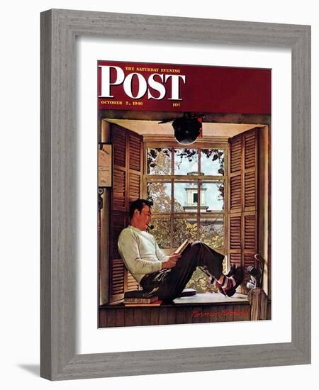 "Willie Gillis in College" Saturday Evening Post Cover, October 5,1946-Norman Rockwell-Framed Giclee Print