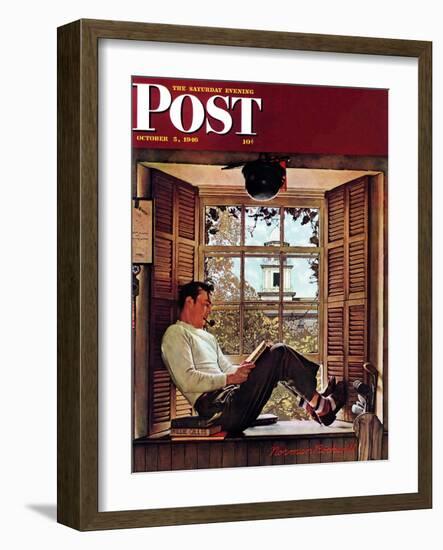 "Willie Gillis in College" Saturday Evening Post Cover, October 5,1946-Norman Rockwell-Framed Giclee Print