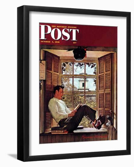 "Willie Gillis in College" Saturday Evening Post Cover, October 5,1946-Norman Rockwell-Framed Giclee Print