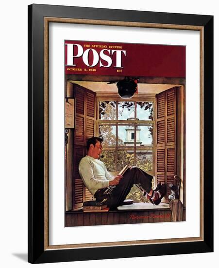 "Willie Gillis in College" Saturday Evening Post Cover, October 5,1946-Norman Rockwell-Framed Giclee Print