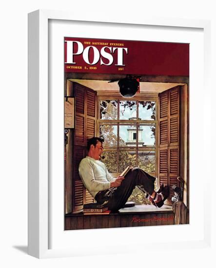 "Willie Gillis in College" Saturday Evening Post Cover, October 5,1946-Norman Rockwell-Framed Giclee Print