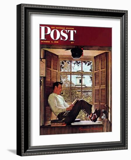 "Willie Gillis in College" Saturday Evening Post Cover, October 5,1946-Norman Rockwell-Framed Giclee Print